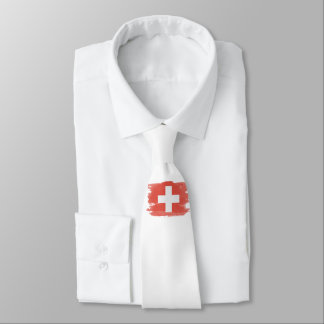 Switzerland flag brush stroke, national flag tie