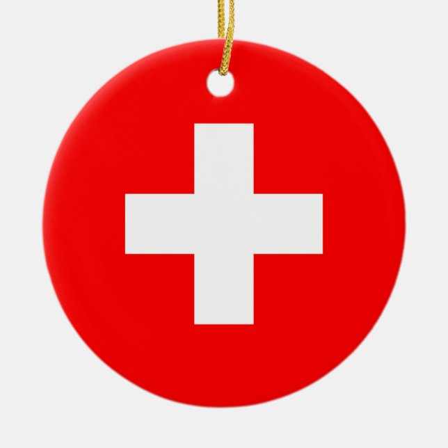 Switzerland Flag Ceramic Ornament (Front)