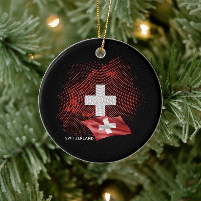 Switzerland flag ceramic ornament (Tree)