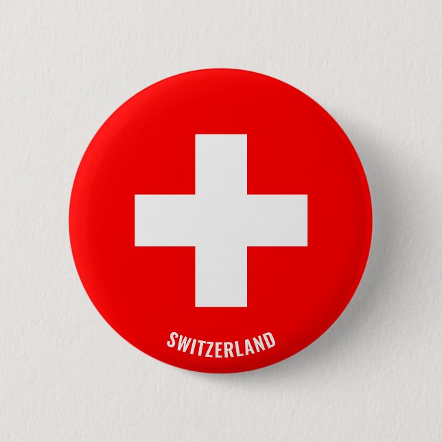 Switzerland Flag Charming Patriotic 2 Inch Round Button (Front)