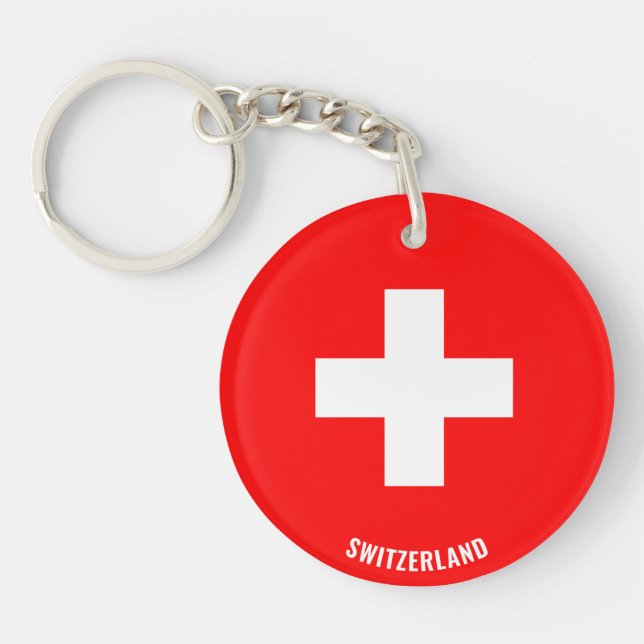 Switzerland Flag Charming Patriotic Keychain (Front)