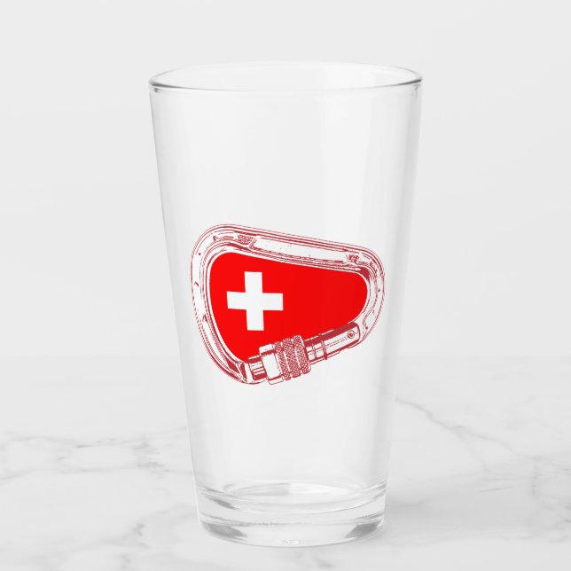 Switzerland Flag Climbing Carabiner Glass (Front)