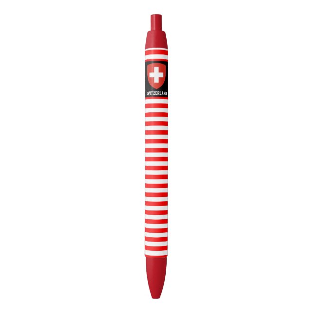Switzerland Flag Cute Patriotic Black Ink Pen (Front Vertical)