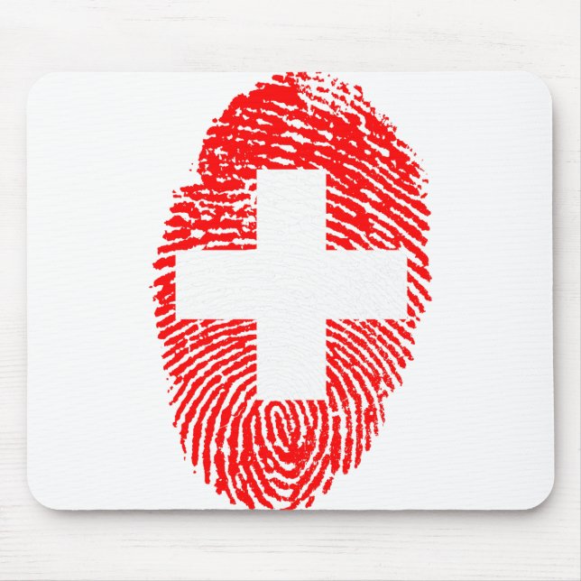 Switzerland Flag Fingerprint Country Pride Mouse Pad (Front)