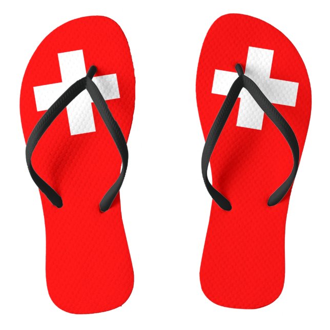 Switzerland Flag Flip Flops (Footbed)