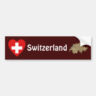 Switzerland Flag Heart + Map Bumper Sticker