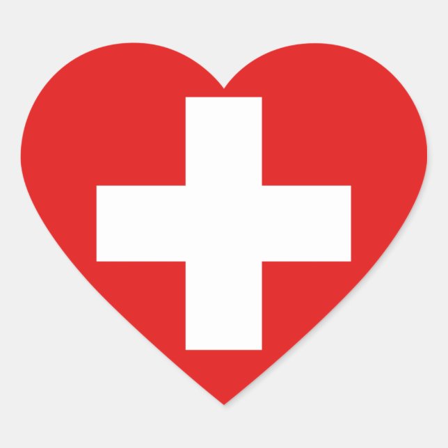 Switzerland Flag Heart Sticker (Front)