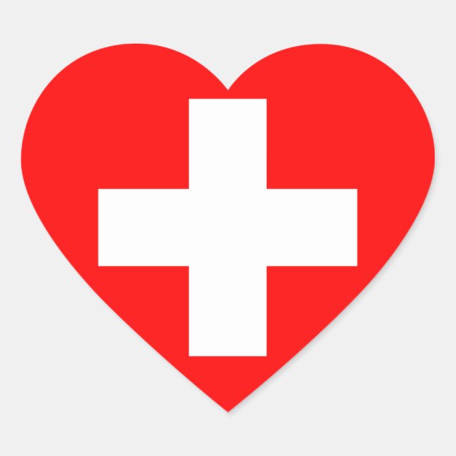 switzerland flag heart sticker (Front)