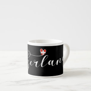 Switzerland Flag In Heart, Swiss Espresso Cup