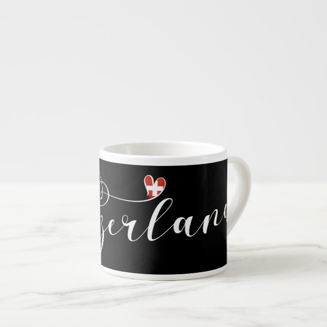 Switzerland Flag In Heart, Swiss Espresso Cup (Front Right)