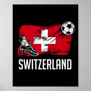 Switzerland Flag Jersey Swiss Soccer Team Swiss Poster