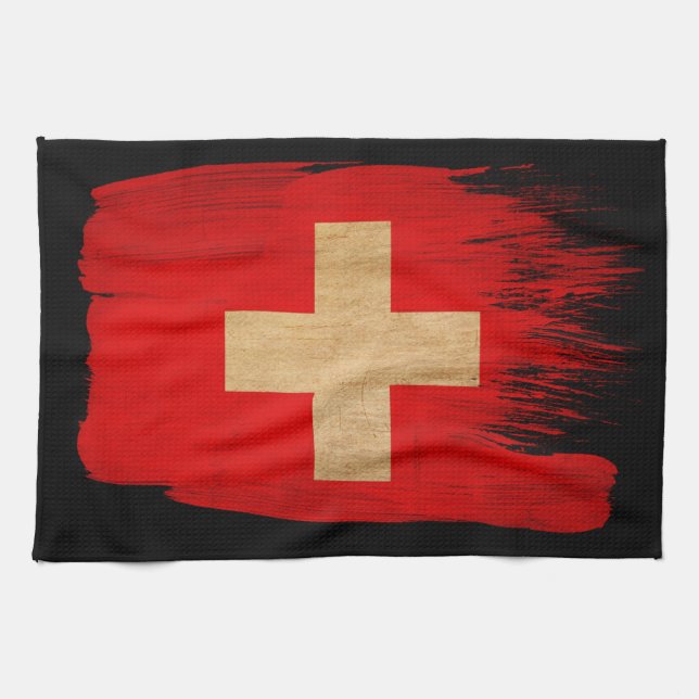 Switzerland Flag Kitchen Towel (Horizontal)