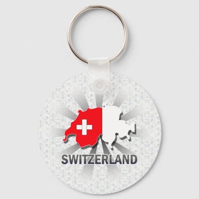 Switzerland Flag Map 2.0 Keychain (Front)
