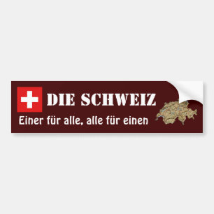 Switzerland Flag + Map Bumper Sticker