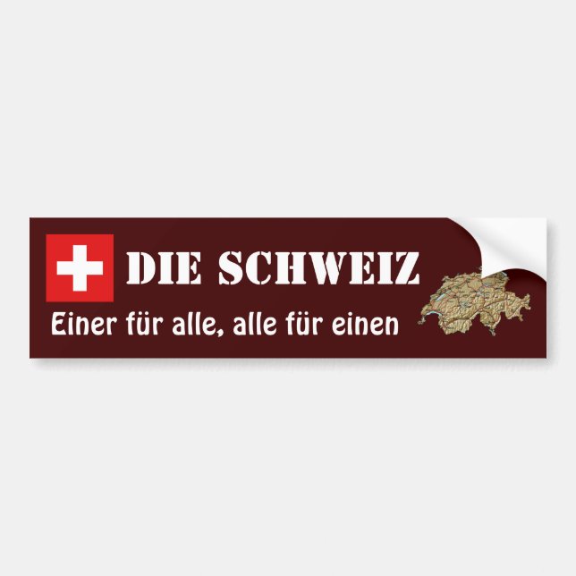 Switzerland Flag + Map Bumper Sticker (Front)