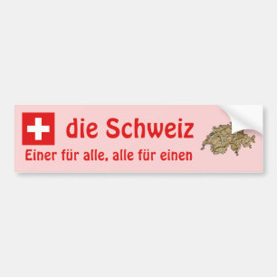 Switzerland Flag + Map Bumper Sticker