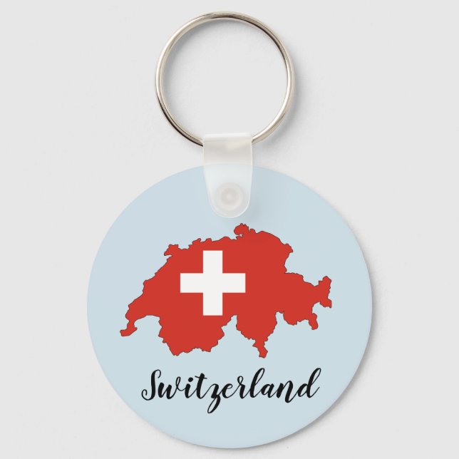 Switzerland Flag Map Keychain (Front)