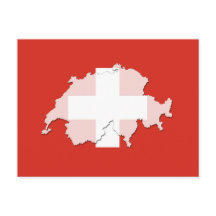 Switzerland flag map outline postcard