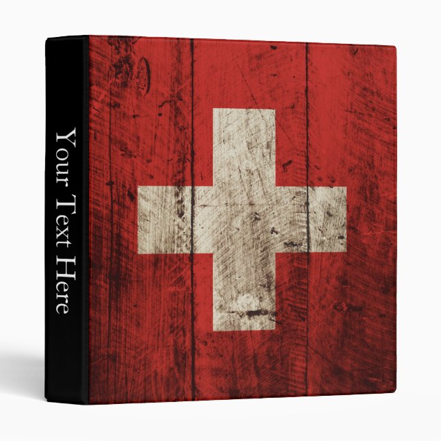 Switzerland Flag on Old Wood Grain Binder (Front/Spine)