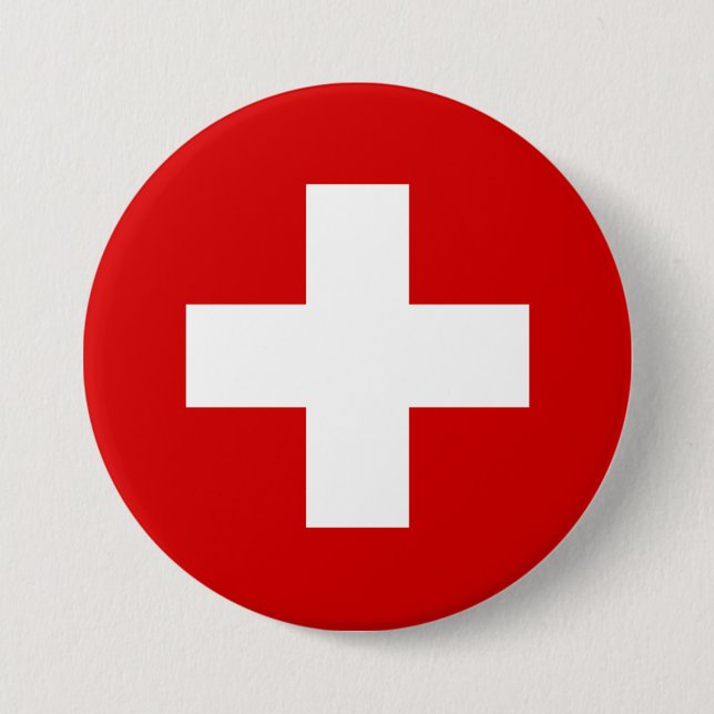 Switzerland flag quality 3 inch round button (Front)