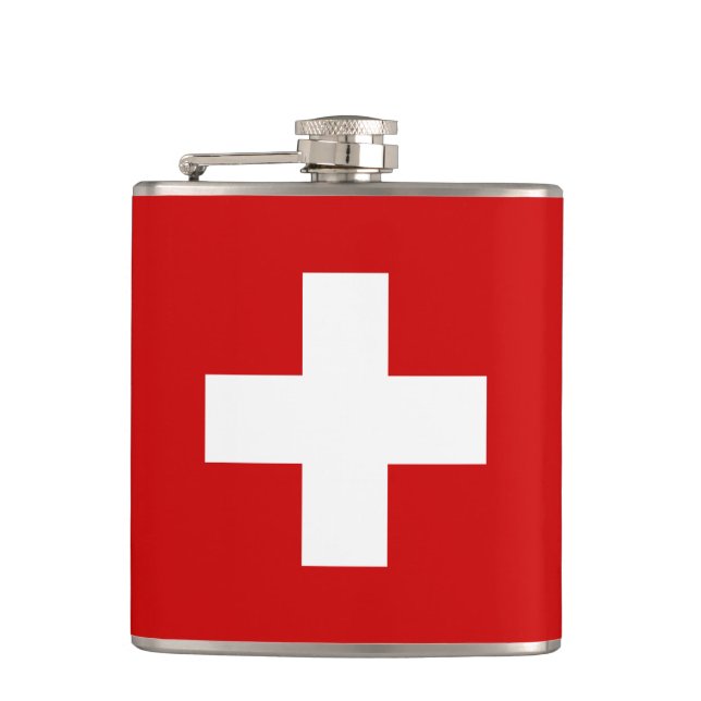 Switzerland flag quality hip flask (Front)