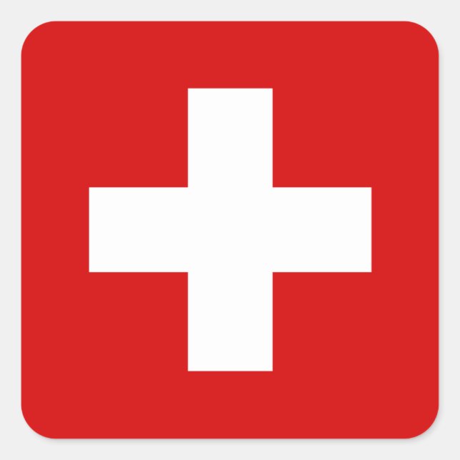 Switzerland flag quality square sticker (Front)