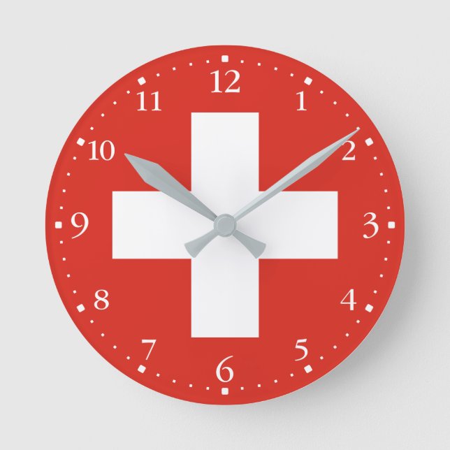 Switzerland Flag Round Clock (Front)