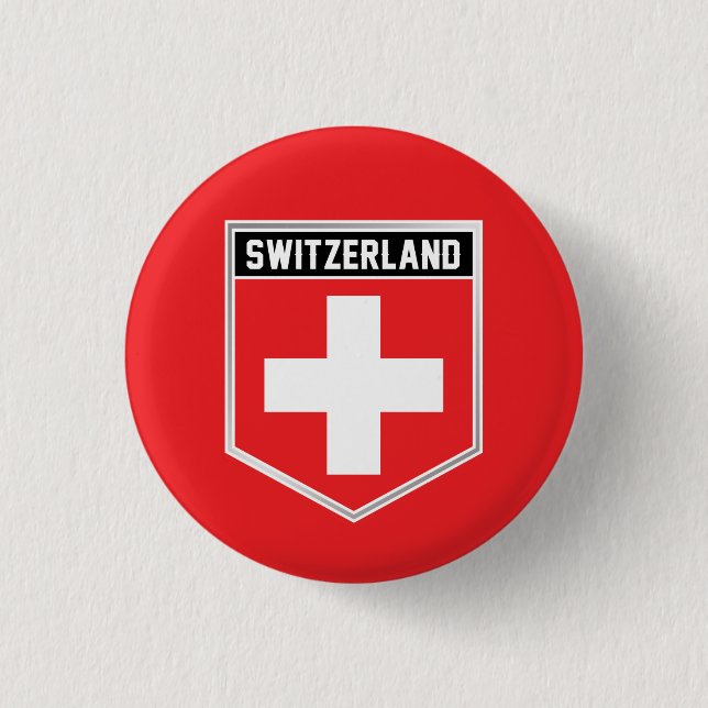 Switzerland Flag Shield 1 Inch Round Button (Front)