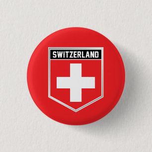 Switzerland Flag Shield 1 Inch Round Button