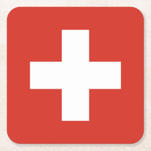 Switzerland Flag Square Paper Coaster
