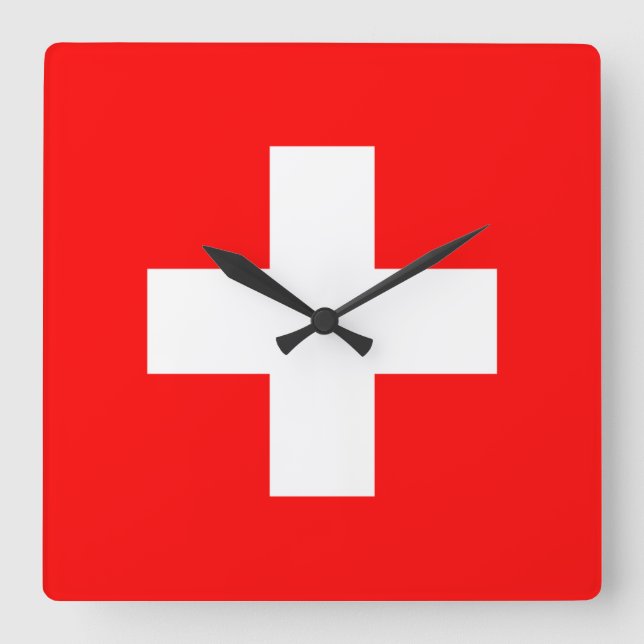 switzerland flag square wall clock (Front)