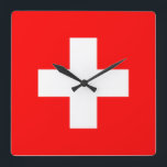 Switzerland Flag Square Wall Clock<br><div class="desc">Switzerland Flag</div>