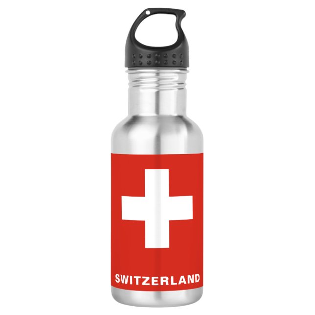 Switzerland Flag Water Bottle (Front)