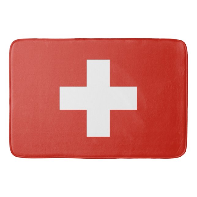 Switzerland flag - white cross bath mat (Front)