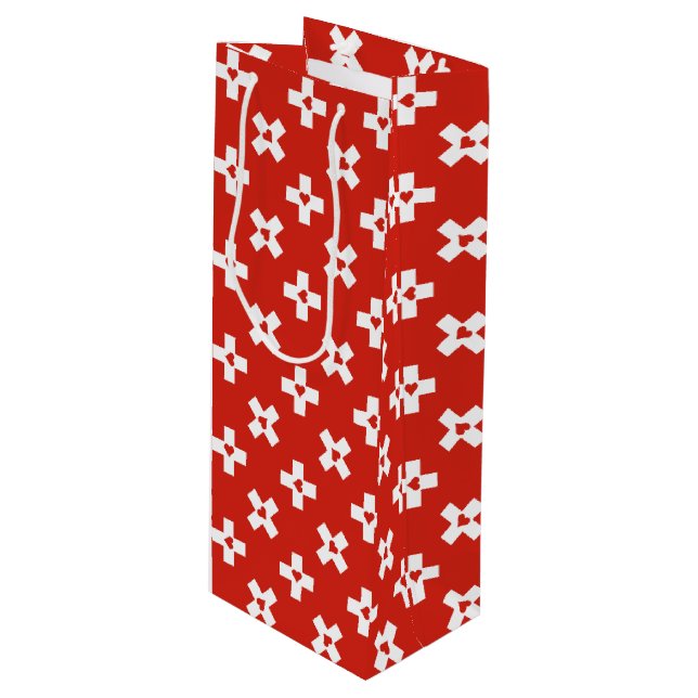 Switzerland Flag with  Heart pattern Wine Gift Bag (Front Angled)
