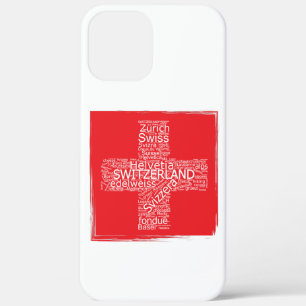 Switzerland Flag Word Cloud Vintage iPhone 12 Pro Max Case