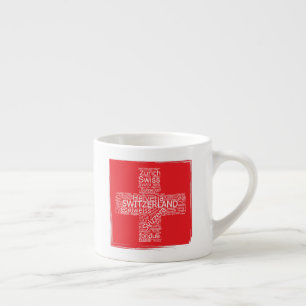 Switzerland Flag Word Cloud Vintage Espresso Cup