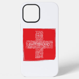 Switzerland Flag Word Cloud Vintage iPhone 12 Pro Max Case