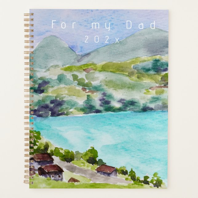 Switzerland landscape lake and mountain  painting  planner (Front)