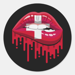 Switzerland lips pride root flag classic round sticker
