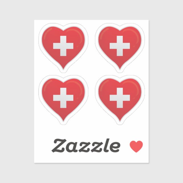 Switzerland love flag pride heart sticker (Sheet)