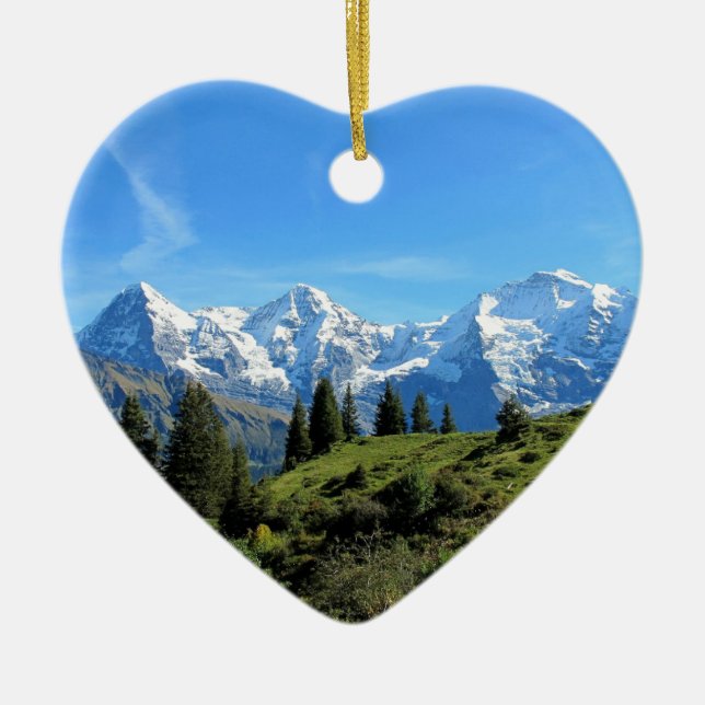 Switzerland Majestic Beautiful Mountains Ceramic Ornament (Front)