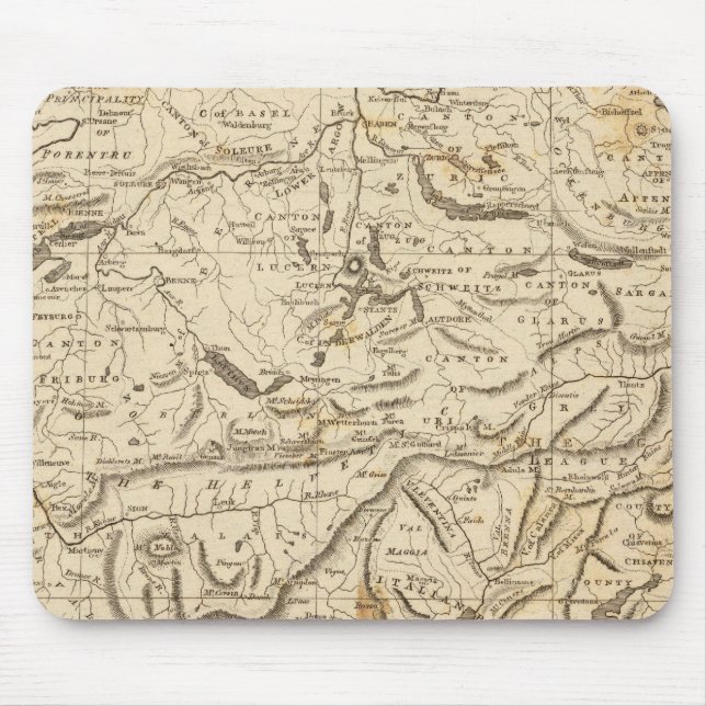 Switzerland Map by Arrowsmith Mouse Pad (Front)