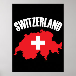 Switzerland Map Flag Poster