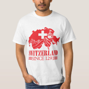 Switzerland Map Flag Since 1291 Mountains T-Shirt