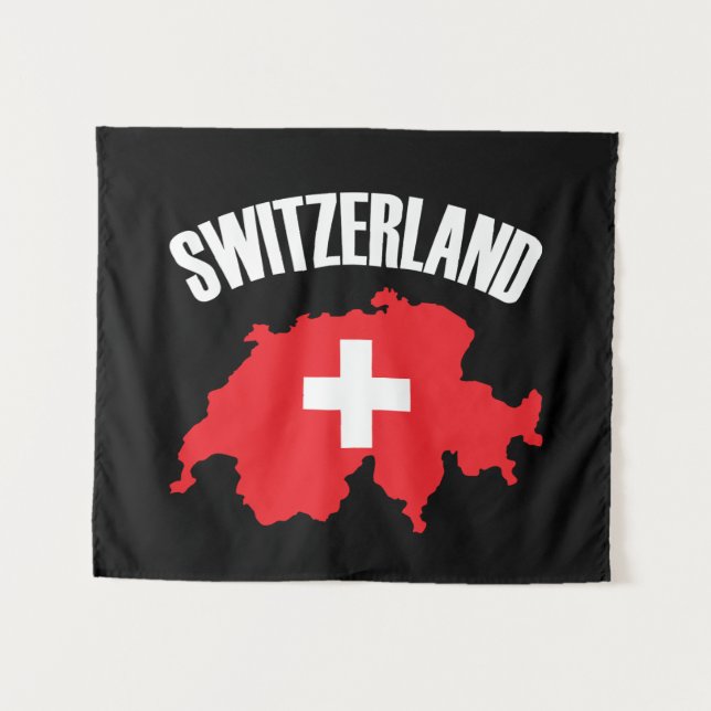 Switzerland Map Flag Tapestry (Front (Horizontal))