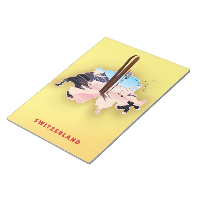Switzerland map Ski travel poster. Notepad (Angled)
