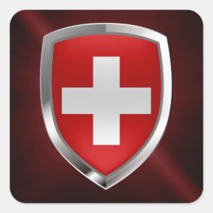 Switzerland Metallic Emblem Square Sticker