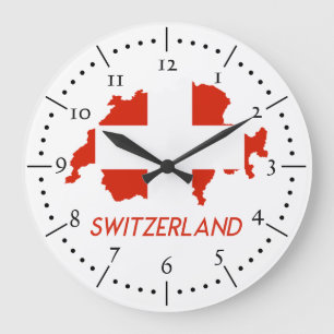 Switzerland national flag large clock