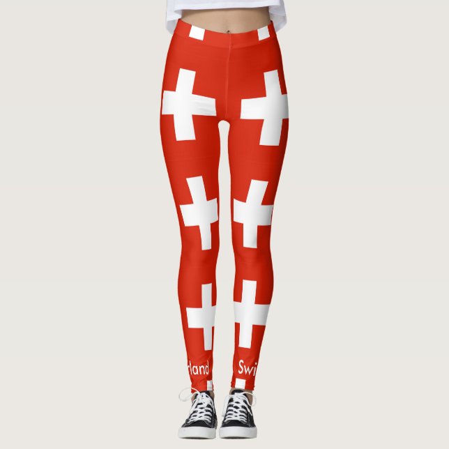 Switzerland national flag leggings (Front)